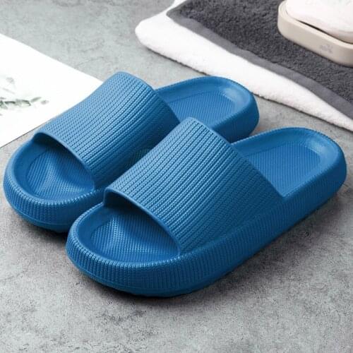 Fashion Thick Sole Soft EVA Indoor Slide Sandals Bathroom Non-slip Slippers Casual Beach Unisex Platform Men Women Home Shoes