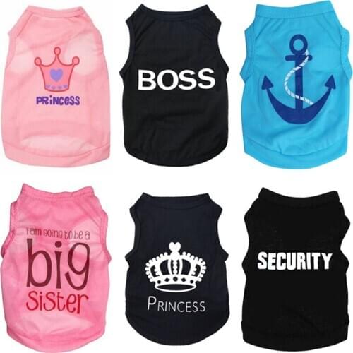 Cute Letter Printed Pets Tshirt Puppy Dog Clothes Pet Cat Vest Cotton T Shirt Pug Apparel Costumes Dog Clothes for Small Dogs