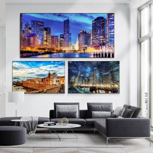 Modern Landscape Street Painting Oil Painting Under Night Curtain City Art Painting Living Room Corridor Home Decoration Murals