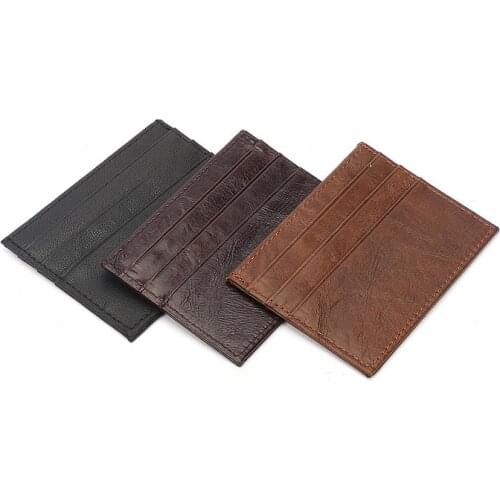 Men Slim Mini Business Wallet Genuine Leather Bank Credit Card Holders for Women Coin Purse Card Men Cardholder Wallet