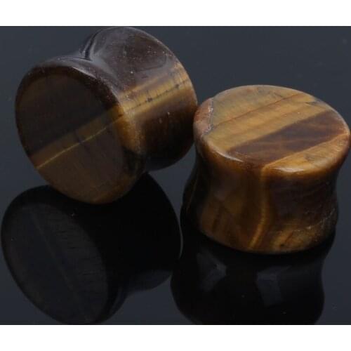 Tiger Eyes Stone Saddle Ear Gauges Ear Plugs Flesh Tunnels 5-16mm 42pcs wholesales piercing ear tunnel taper expander