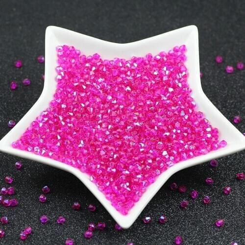 Hot pink AB Austrian faceted Crystal Glass Beads 4mm 100pcs Rose Red Loose Spacer Bicone Beads for Jewelry Making DIY accessorie