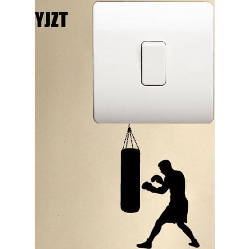 YJZT Boxer Sports Martial Arts Punching Bag Home Vinyl Wall Sticker Decor Switch Sticker 8SS2236