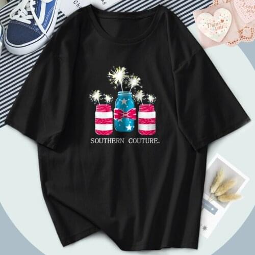 Funny Fireworks Printing T-shirts Women Fashion Short Sleeve Summer T-shirts Hip Hop Vintage Tees Clothing Tops Poleras Female