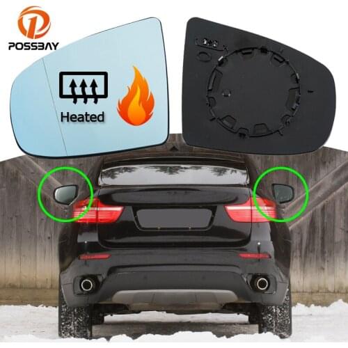 POSSBAY 1 Pair Car Left/Right Side Mirror Glass Heated Blue for BMW X6 E71 E72 X5 E70 2007-2014 Auto Exterior Parts 51167174981