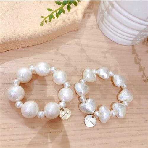Women Lady Fashion Elastic Hair Ring Luxury Pearl Bracelet Hair Rubber bands Rope Headbands Hair Accessories for Women & Girls