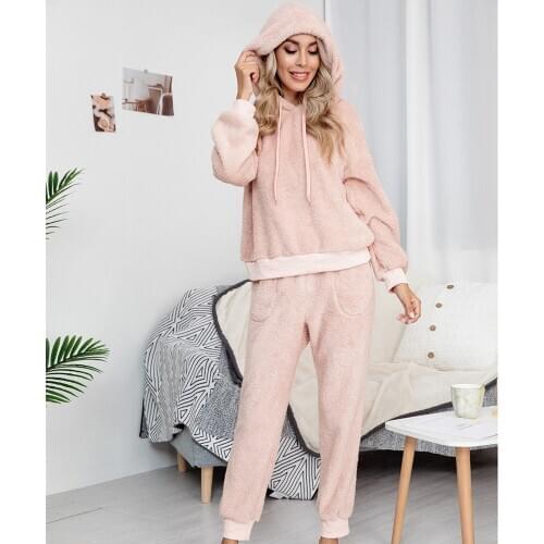 Fall Winter New Fleece Sportswear Women Running Sets Solid Warm Tracksuits Female Long Sleeve Hoodies+Joggers Sweatpants Sets