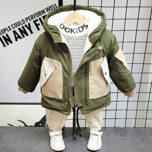 Winter Toddler Boys Coats Plus Velvet Hooded Jackets For Boys 2 3 4 5 6 7 Years Children Coat New Arrival High Quality Outerwear