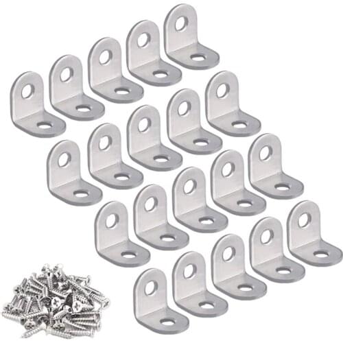 20 Pcs Stainless Steel L Bracket Corner Brace Joint Right Angle Bracket Fastener L Shaped Corner Fastener Joints Bracket