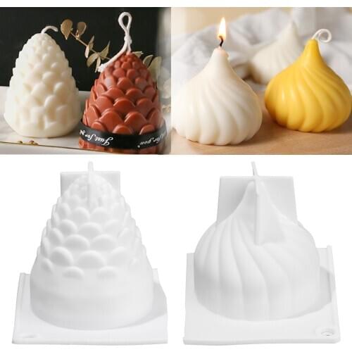 3D Pine Cone Candle Silicone Molds DIY Craft Soy Wax Scented Candles Making Onion Plaster Clay Soap Resin Mould Home Ornament
