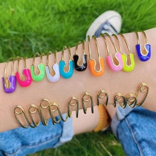 5 Pcs High quality Enamel Bangle Clasp style Gold color metal bangle Jewelry bangle jewelry Gift women jewelry 51450