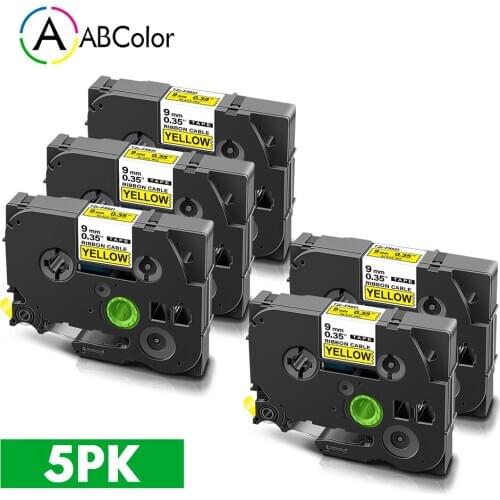 5PK 9mm TZe-FX621 TZe FX621 Tape For Brother TZe Flexible ID Tape Black on Yellow Cable Labeling For Brother PT-H110 Label Maker