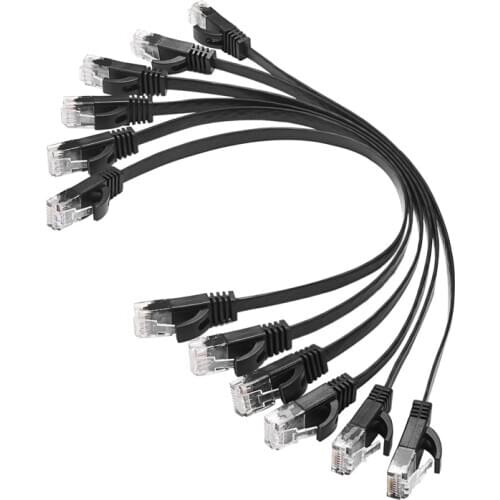 6 Pcs 1 Ft Flat Internet Network Cable Solid Cat6 High Speed Patch Lan Wire With Snagless Rj45 Connectors