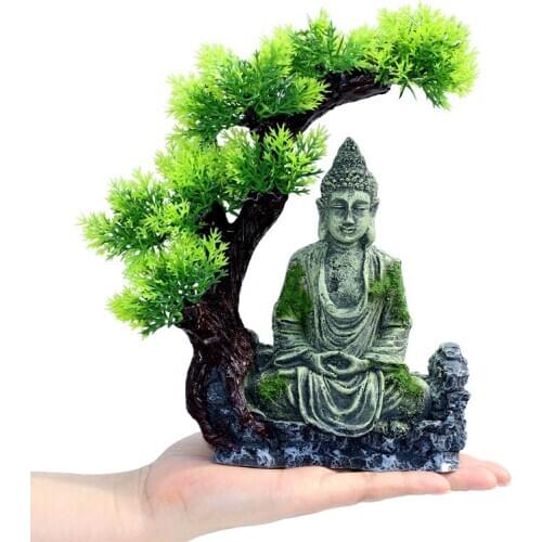 Aquarium Fengshui landscape ancient Buddha series aquarium resin decorated rockery stone statue dream high-grade ornaments