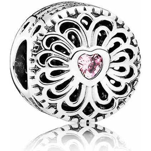 Authentic S925 Bead Charm Openwork Filigree Love & Friendship Beads for Women Bracelet Diy Jewelry