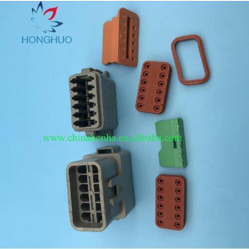 Freeshipping 1 pcs Kit Deutsch DT 12 Pin Waterproof Electrical Wire Connector plug Kit 22-16AWG DT06-12S DT04-12P