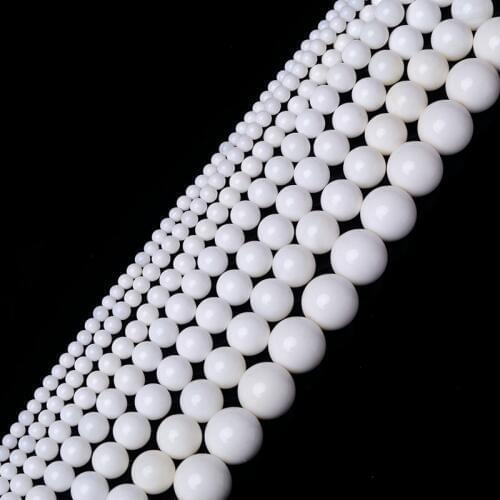 Natural Stone Beads Tridacna Stone White Round Beads for Jewelry Making Diy Bracelet Necklace 15.5" Pick Size 4/6/8/10/12 mm