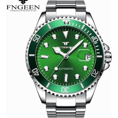 FNGEEN 9001 Brand Mens Automatic Mechanical Watchproof Water Fashion Leisure Trend Steel With Watch Waterproof Gift