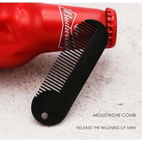Zinc Alloy Beard Comb Sturdy Hair Styling Comb Portable Hair Accessories Useful Beard Supply Salon Gadget for Men (Black)