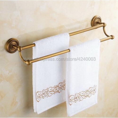 Classic Antique Brass Wall Mounted Bathroom Double Towel Rail Holder Rack Bathroom Accessories Towel bar, Towel holder Kba093