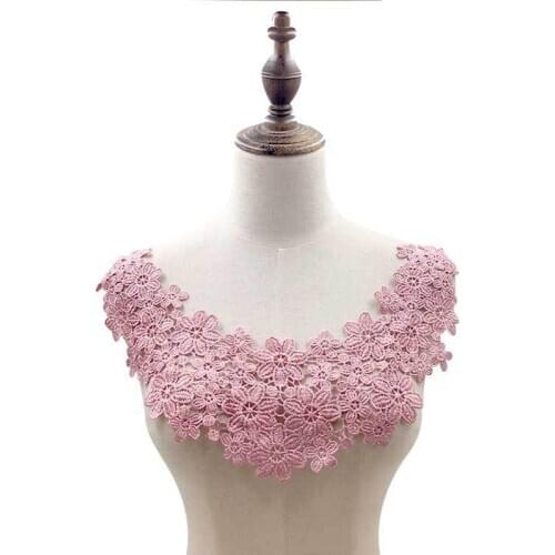 11 Colors Lace Fabric Embroidered Neckline High Quality DIY Flower Dresses Collar Applique Trim Fabric Fashion Sewing Supplies