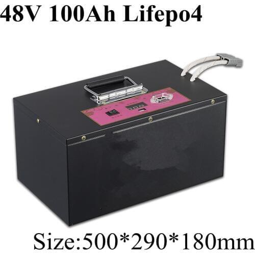 Lifepo4 Battery Pack 48v 100AH Batterie with BMS for 5000W Electric Tricycle Golf Cart Boat EV RV Camper Scooter + 10A Charger