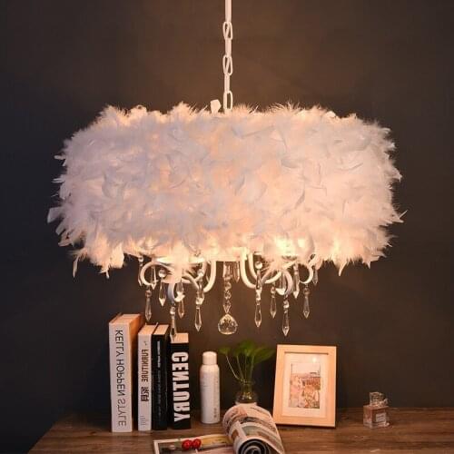 Simple modern feather chandelier Nordic bedroom New House Hotel Cafe Restaurant ins net red live Chandelier