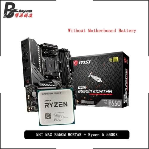AMD Ryzen 5 5600X R5 5600X CPU + MSI MAG B550M MORTAR Motherboard Suit Socket AM4 All new but without cooler