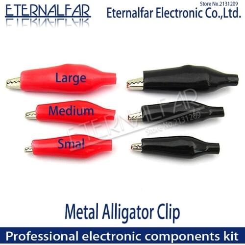 28MM 35MM 45MM Large Medium Smal Metal Alligator Clip Crocodile Electrical Clamp Testing Probe Meter Black Red with Plastic Boot