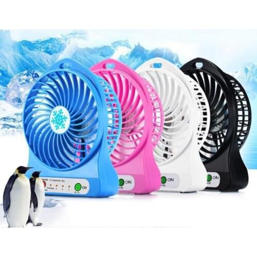 Mini Portable Fan Usb Rechargeable Air Cooler 4-inch 3 Modes Speed LED Lighting Function Desktop Fan Student Fan Air Conditioner