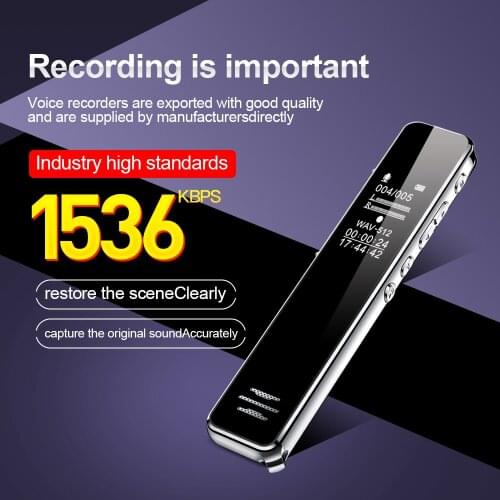 MP3 Player Digtal Voice Recorder With Screen Dictaphone HD Professional Sound Recorder 1536kbps Audio Activated Pen Recording