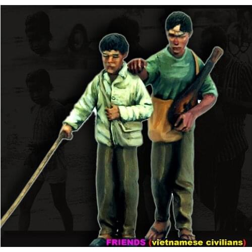 New Unassembled 1/35 stand ancient warrior Blind Friends Resin Figure Unpainted Model Kit