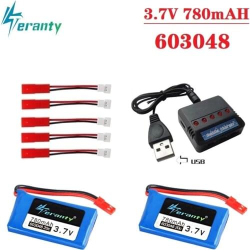 Original 3.7V 780mAh Lipo Battery 603048 + Charger For WLtoys V626 V636 V686 X250 Q222 V686G RC quadrocopter parts 3.7V battery
