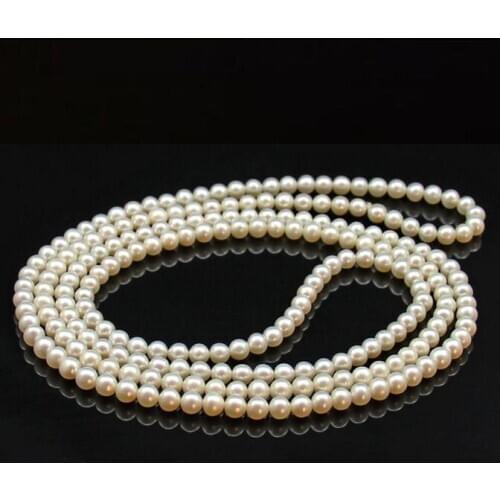 Jewelry Pearl Necklace 5-6mm natural pearl necklace 32inch round white sweater chain multi genuine light gift