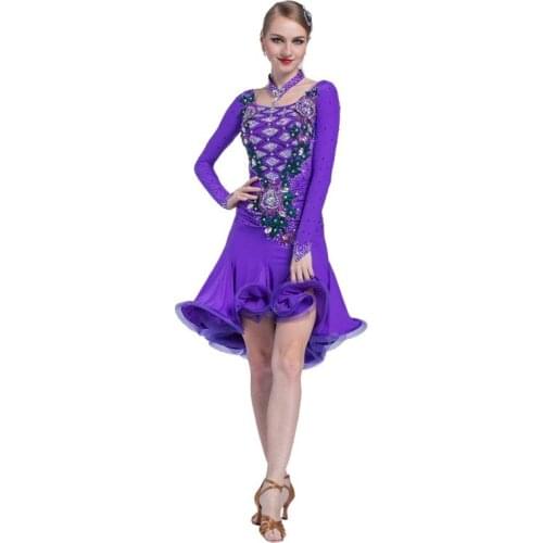 L-16513 Plus Size Sexy Latin American Dancing Dresses, Women Girls Competition Performance Dance Dress Ballroom Latin