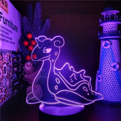 Pokemon Lapras Cute 3D Night Light Lampara Led Lamp Home Decoration Lighting Manga Neon Pocket Monster Pikachu Lighting Decor