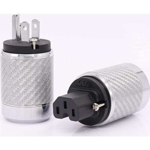 Factory Directly Offer Carbon Fiber Rhodium Plated US Mains Power Plug IEC Plug Connector hifi