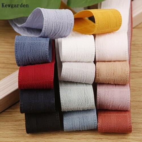 Kewgarden 1-1/2" 1" 3/8" 10 25 38mm Linen Stripe Ribbon DIY Hairbow Tie Brooch Accessories Handmade Tape Packing Riband 10 Yards
