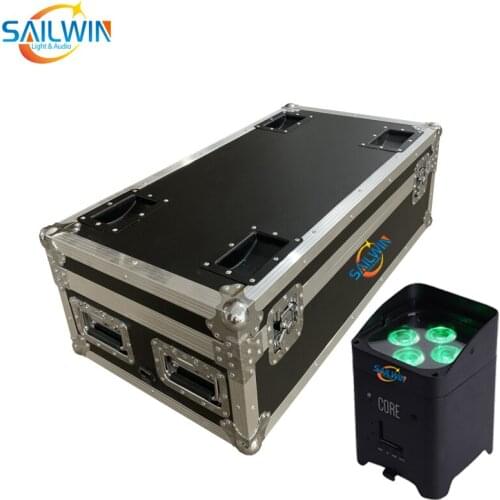 Sailwin Battery APP Mobile WIFI LED Par Light 4X18W 6in1 RGBAW UV Stage UPLIGHT With 10in1 Charging Flight Case For Wedding Club