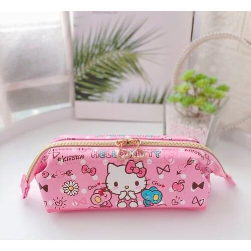 Sanrio hello kitty cartoon student pencil case PU Melody girl boy cosmetic bag storage bag