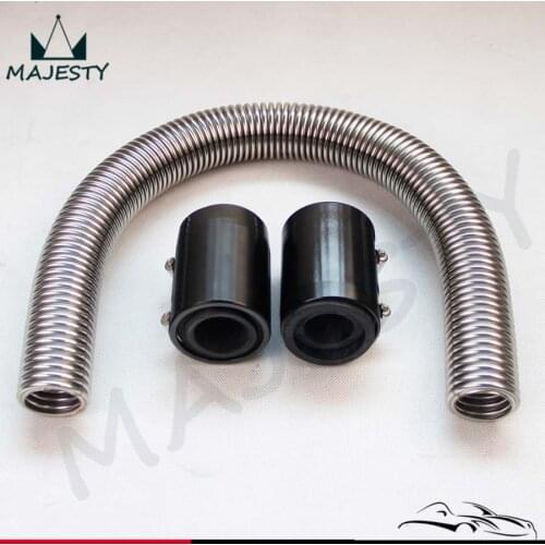 Chrome Stainless Steel Radiator Hose Kit 24" UNIVERSAL Aluminum Clamp Covers NEW