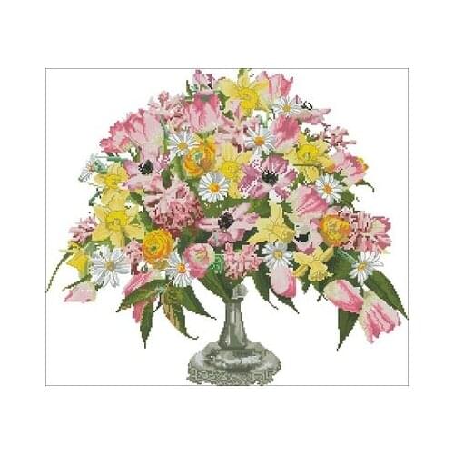 TG 1084-Spring vase Needlework,For Embroidery,DIY 14CT Unprinted Arts Cross stitch kits Set Cross-Stitching Home Decor