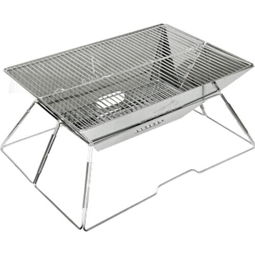 Outdoor barbecue portable multifunctional folding stainless steel charcoal picnic camping stove grills wood burning