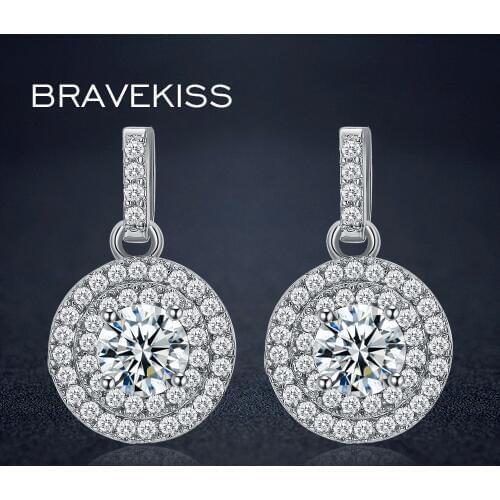 BRAVEKISS vintage crystal stud earrings for women round ear piercing stud earrings pendientes mujer moda aros jewelry BUE0198B