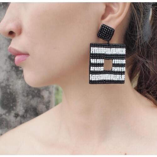 Handmade Square Bead Dangle Earrings Far Women Bohemia Resin Bead Drop Earrings Jewelry Accessories 2020 UKEN