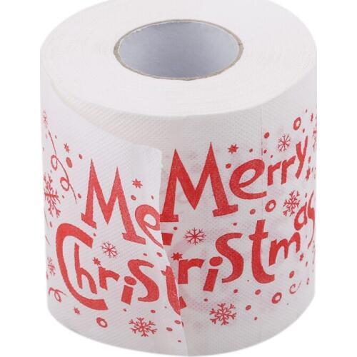 1 Roll Toilet Paper Santa Claus Printed Merry Christmas Tissue Table Room Decor Christmas Party Ornament DIY Craft Paper