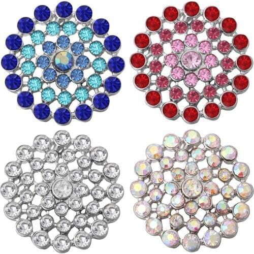 10pcs/lot New High Quality Snap Jewelry Rhinestone Flower 18mm Metal Snap Buttons Fit Snap Bracelet Bangles Necklaces For Women