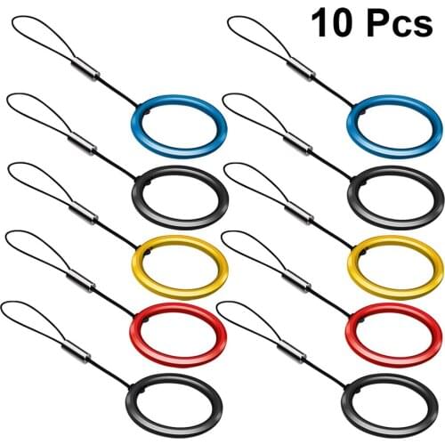 10 Pcs Anti-lost Metal Ring Lanyards Detachable Phone Hanging Rope Finger Strap for Mobile Phone Torchlight Camera (Mixed Color)