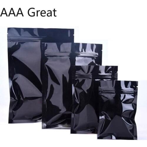 100Pcs/Lot Aluminum Foil Bag Self Seal Zipper Ziplock Pack Bag Resealable Black Mylar Zip Lock Food Packaging Bag Pouch Storage