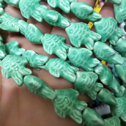 20PCS Porcelain Beads Fish Shape Matching For Womens Bracelets Making 14X18MM Top Sells Jewelry Findings Facetory New Designs